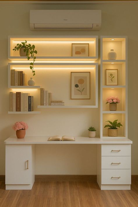 Modern White Built-in Study Unit