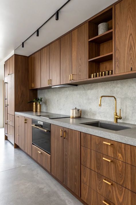 Artisanal Wood & Gold Kitchen Suite