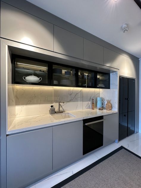 Minimalist Two-Tone Floating Kitchen